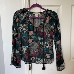 Sheer Floral Top/ Size Small